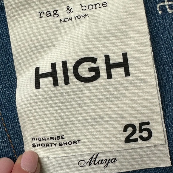 NWT rag & bone Maya High Rise Shorty Shorts Denim Size 25 Cuffed Jean - Picture 3 of 8